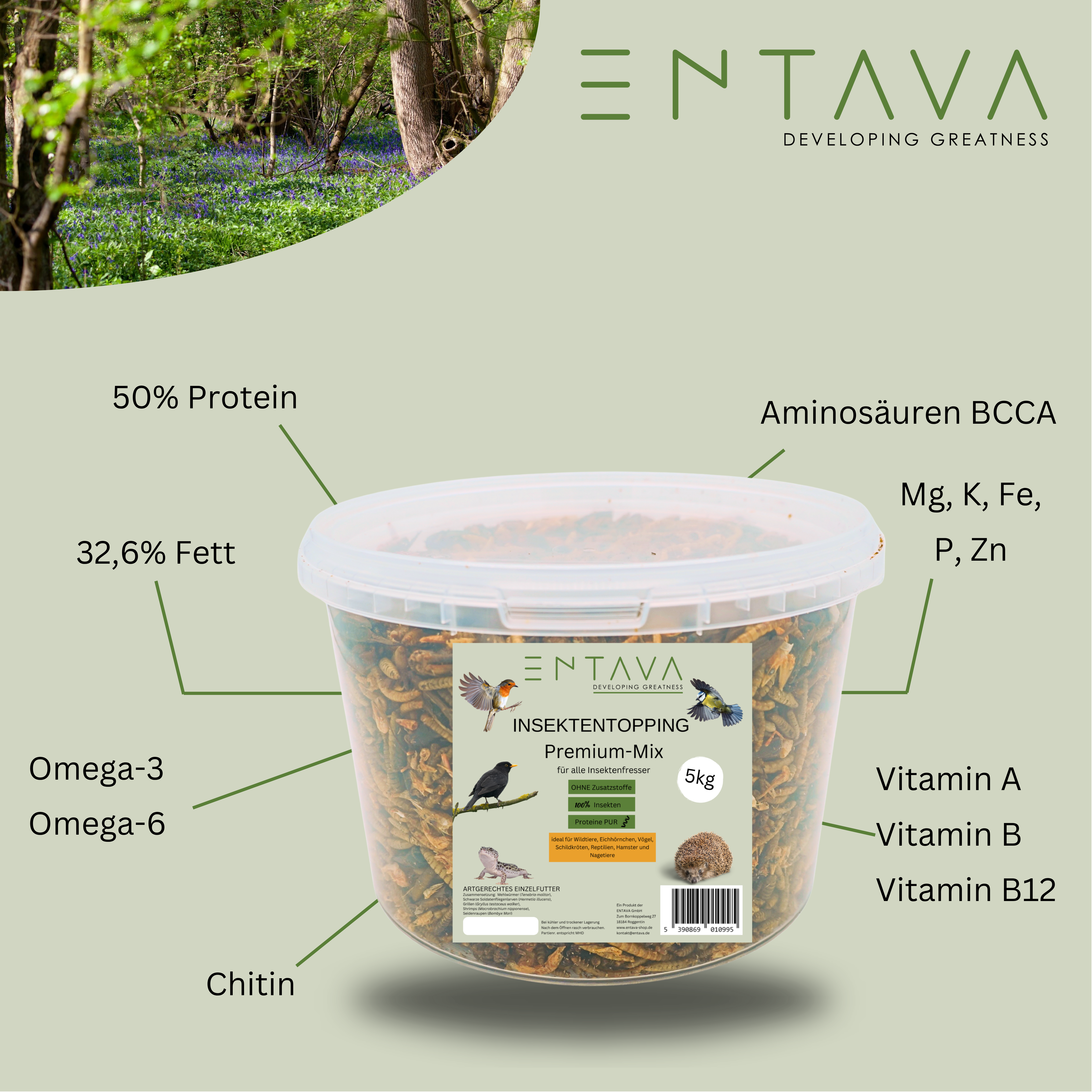 ENTAVA 5kg Insektentopping Premium-Mix